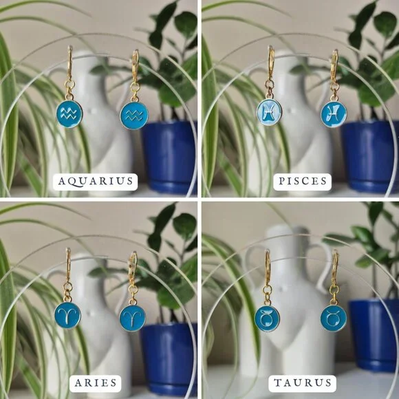 Dainty Astrology Sign Earrings | All Zodiac Signs - Picture 8 of 11